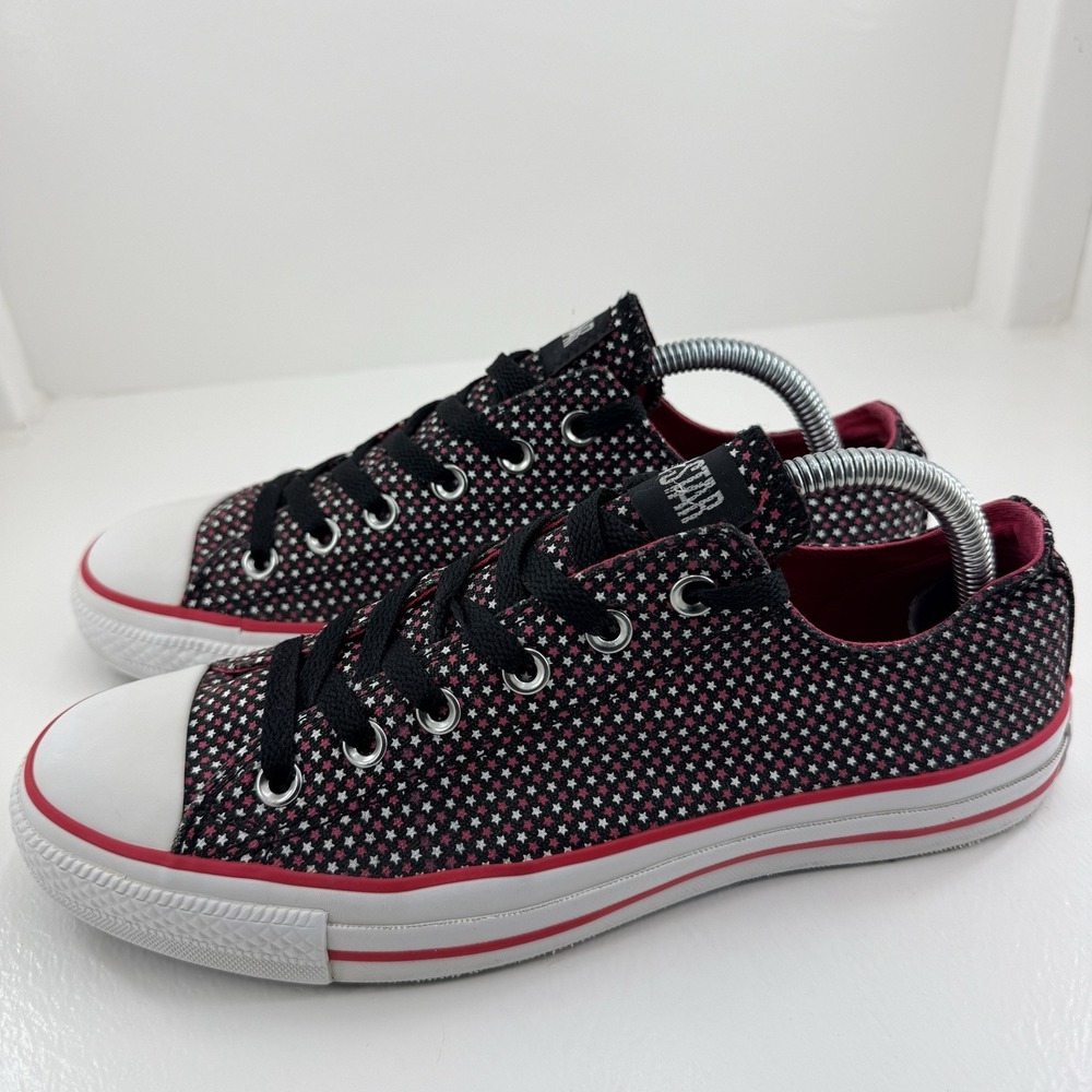 Converse Chuck Taylor All Star Women 10 Black Pink Star Print Low Top Sneakers - Picture 3 of 14